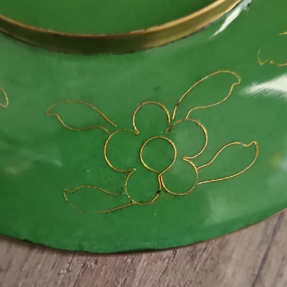 FLOWER POPPY PATTERN CLOISONNE PORCELAIN 7” Enamel Plate Vintage Asian Japanese - Picture 6 of 6